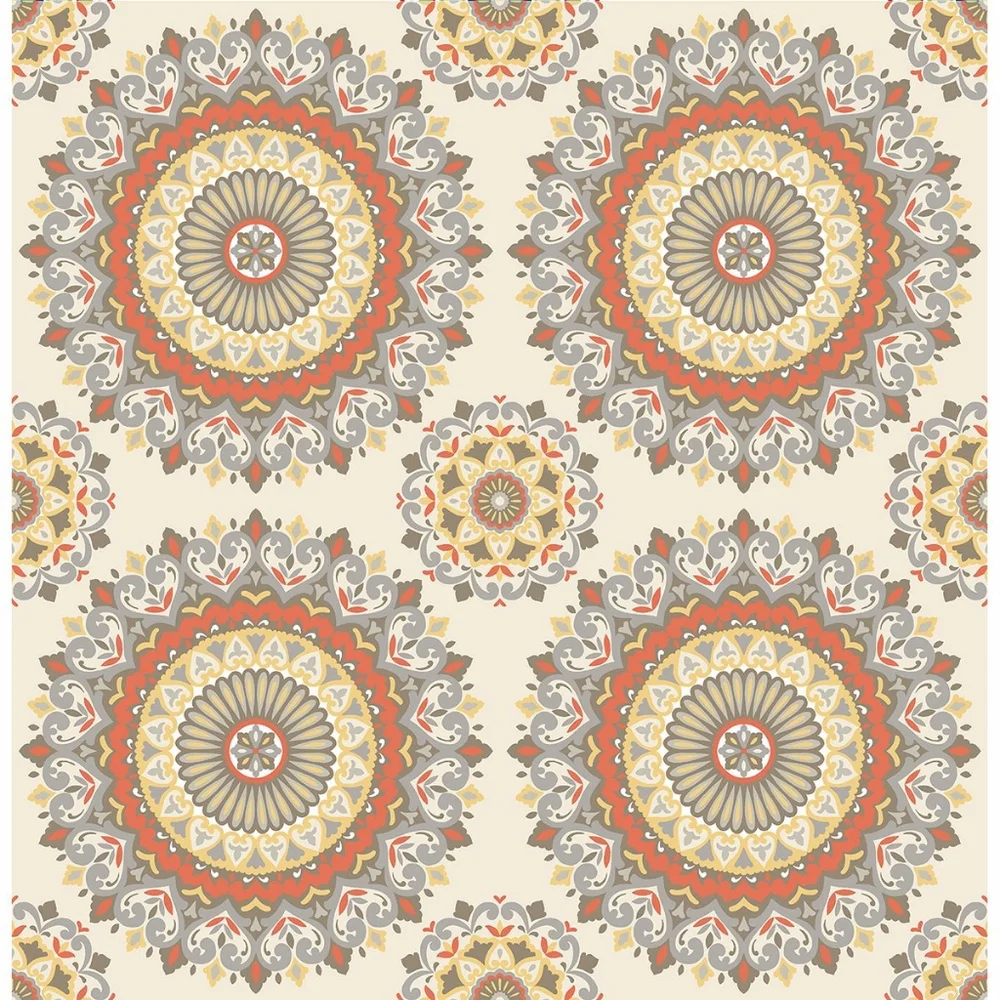 Wallpaper Gemma Coral Boho Medallion - boho